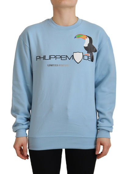 Maglione decorato con logo azzurro chic Philippe Model