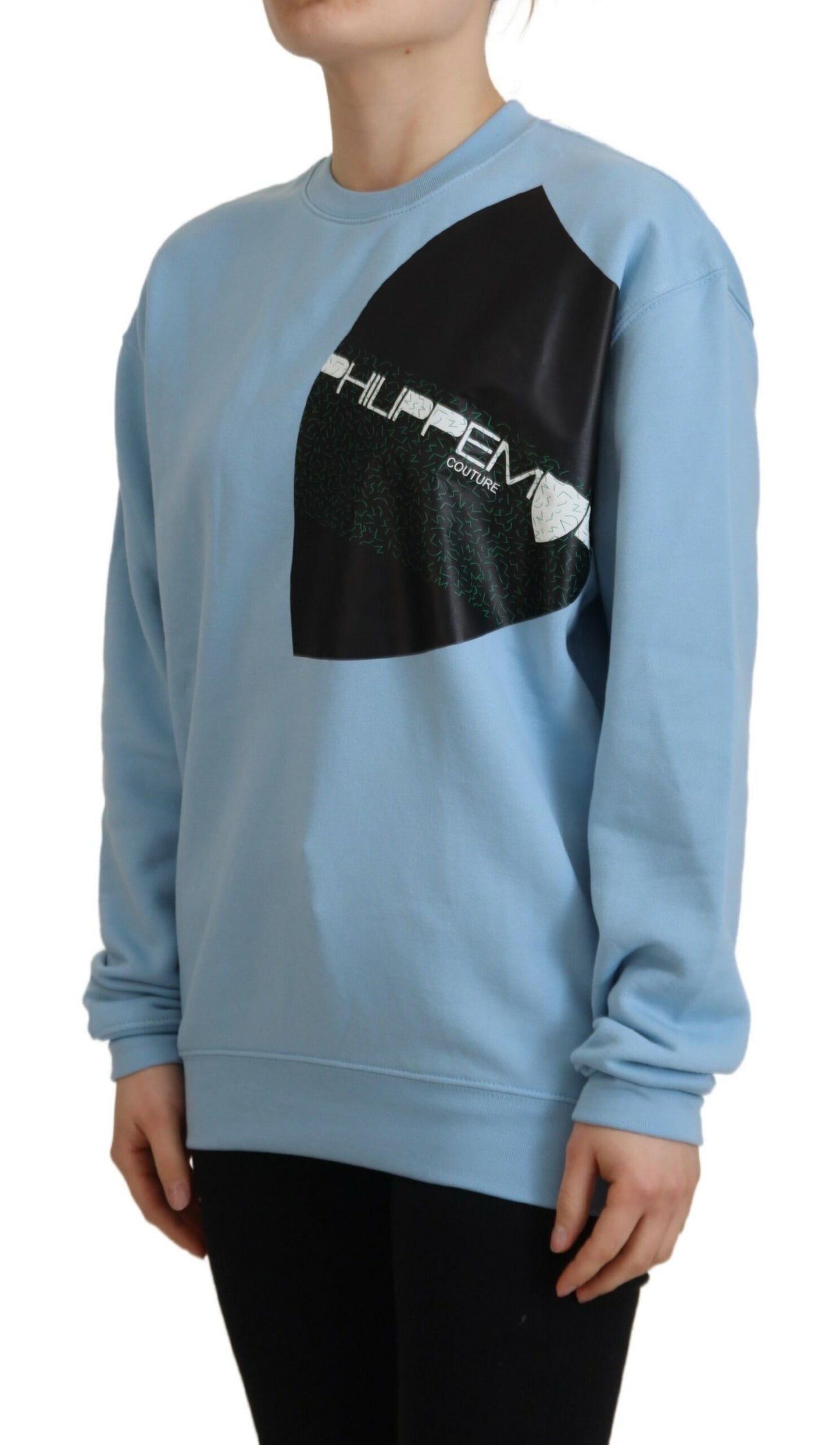 Maglione pullover elegante in cotone azzurro Philippe Model