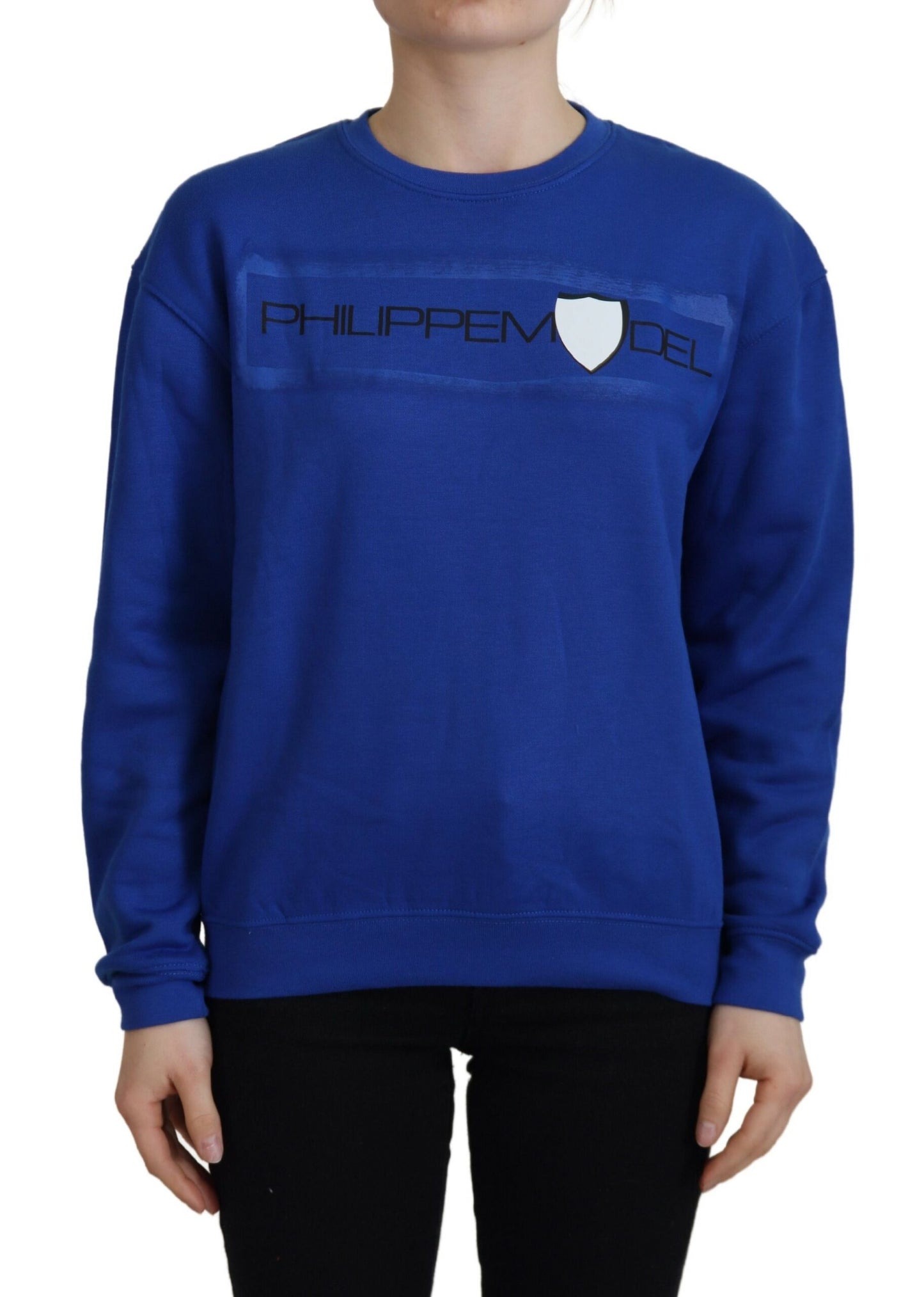 Maglione pullover a maniche lunghe stampato blu chic Philippe Model