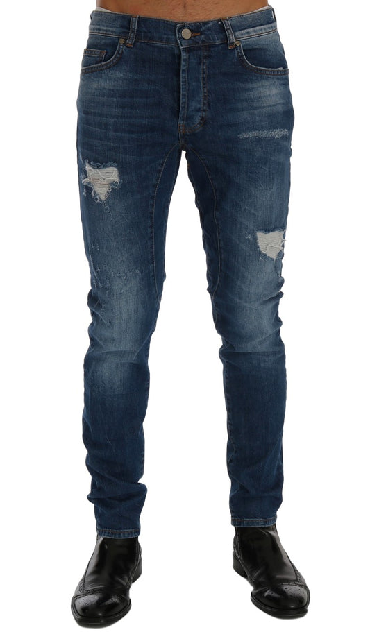 Jeans Frankie Morello Chic slim fit blu effetto consumato