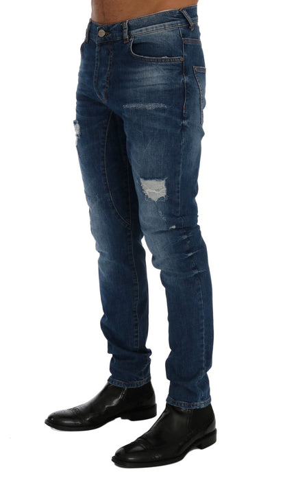 Jeans Frankie Morello Chic slim fit blu effetto consumato