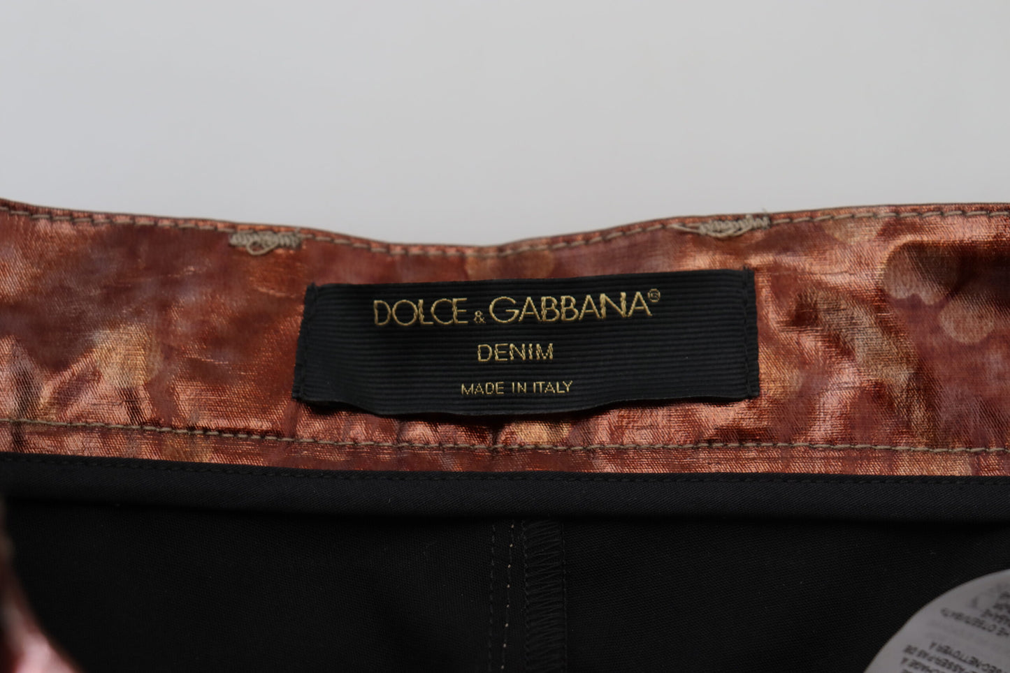 Jeans skinny a vita alta Dolce &amp; Gabbana in bronzo metallizzato