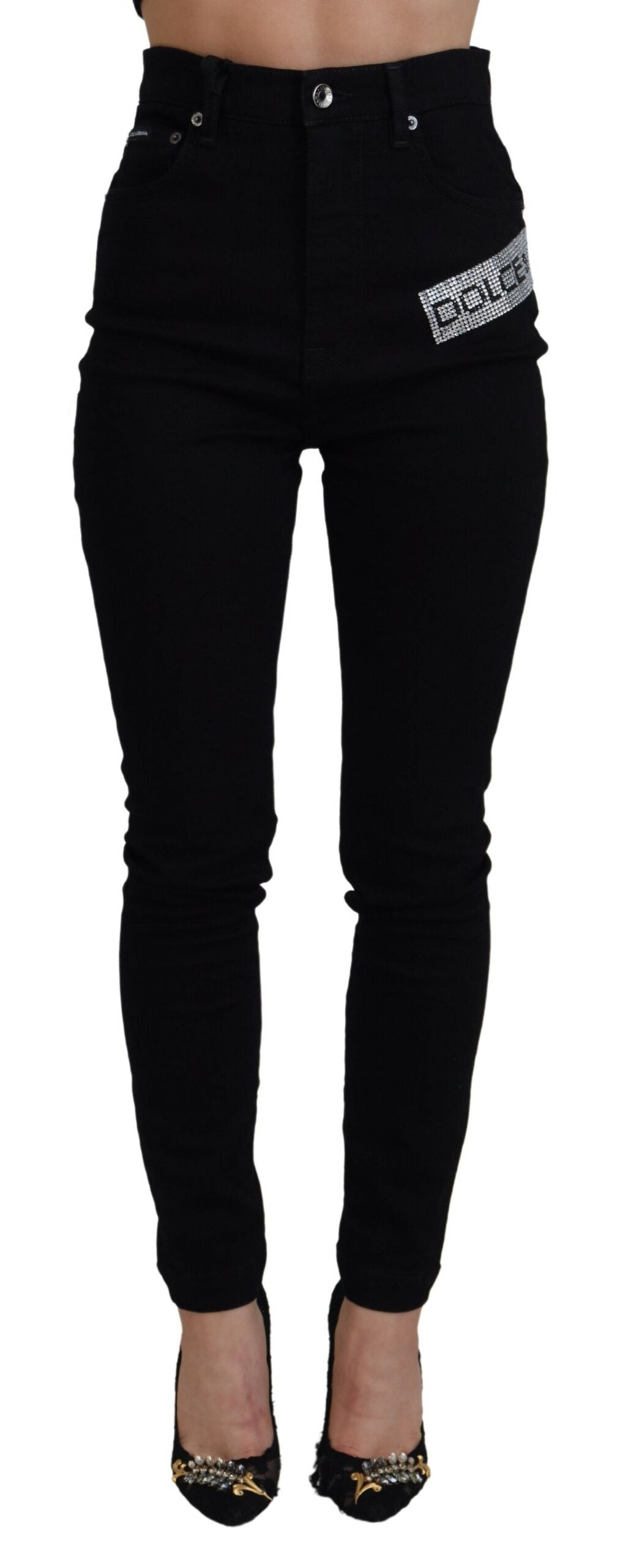 Jeans neri slim fit a vita alta Dolce &amp; Gabbana Chic