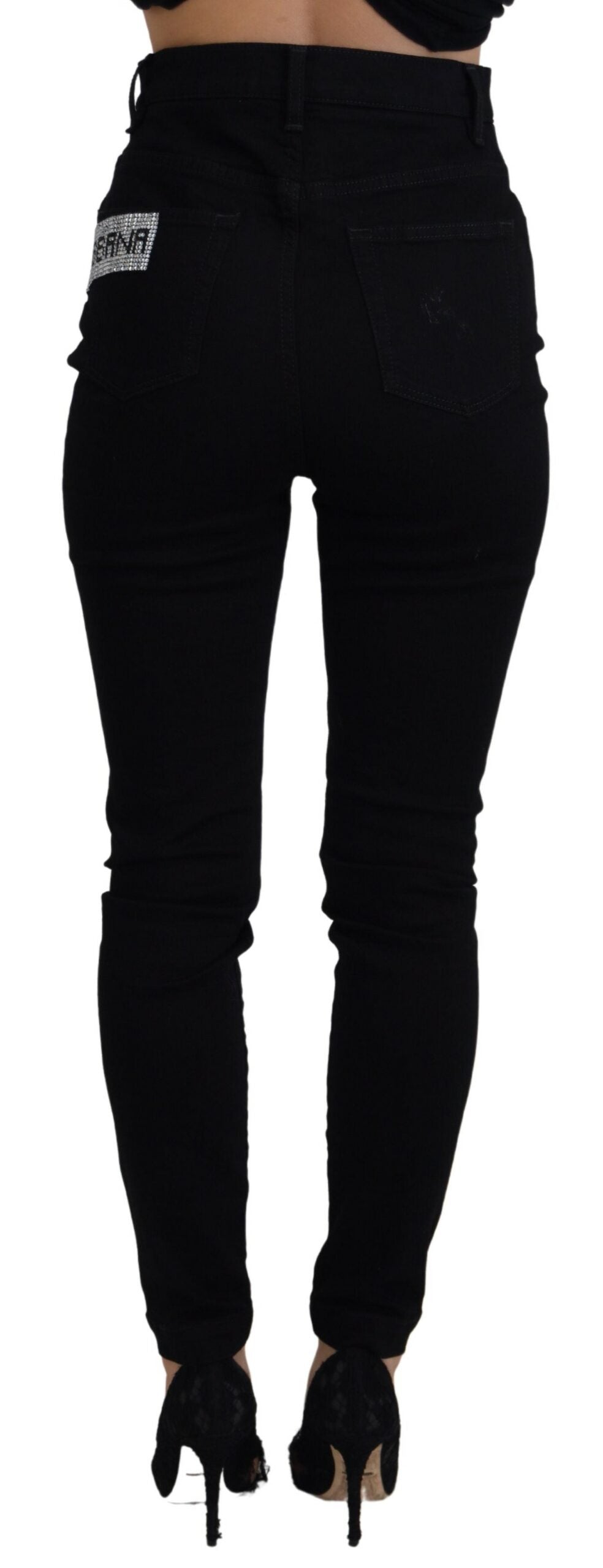 Jeans neri slim fit a vita alta Dolce &amp; Gabbana Chic