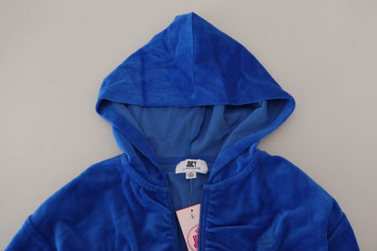 Maglione corto con zip e cappuccio Juicy Couture Glam in blu