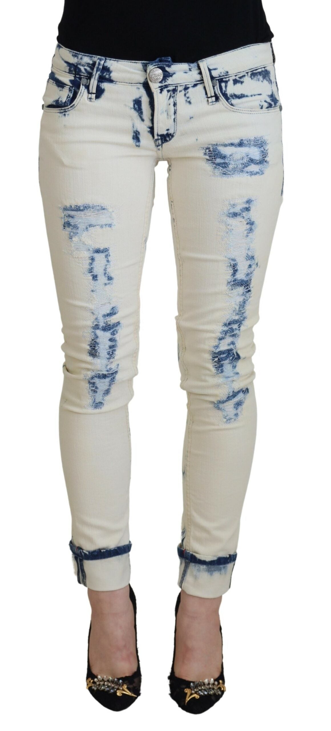 Jeans skinny strappati a vita bassa Acht Chic