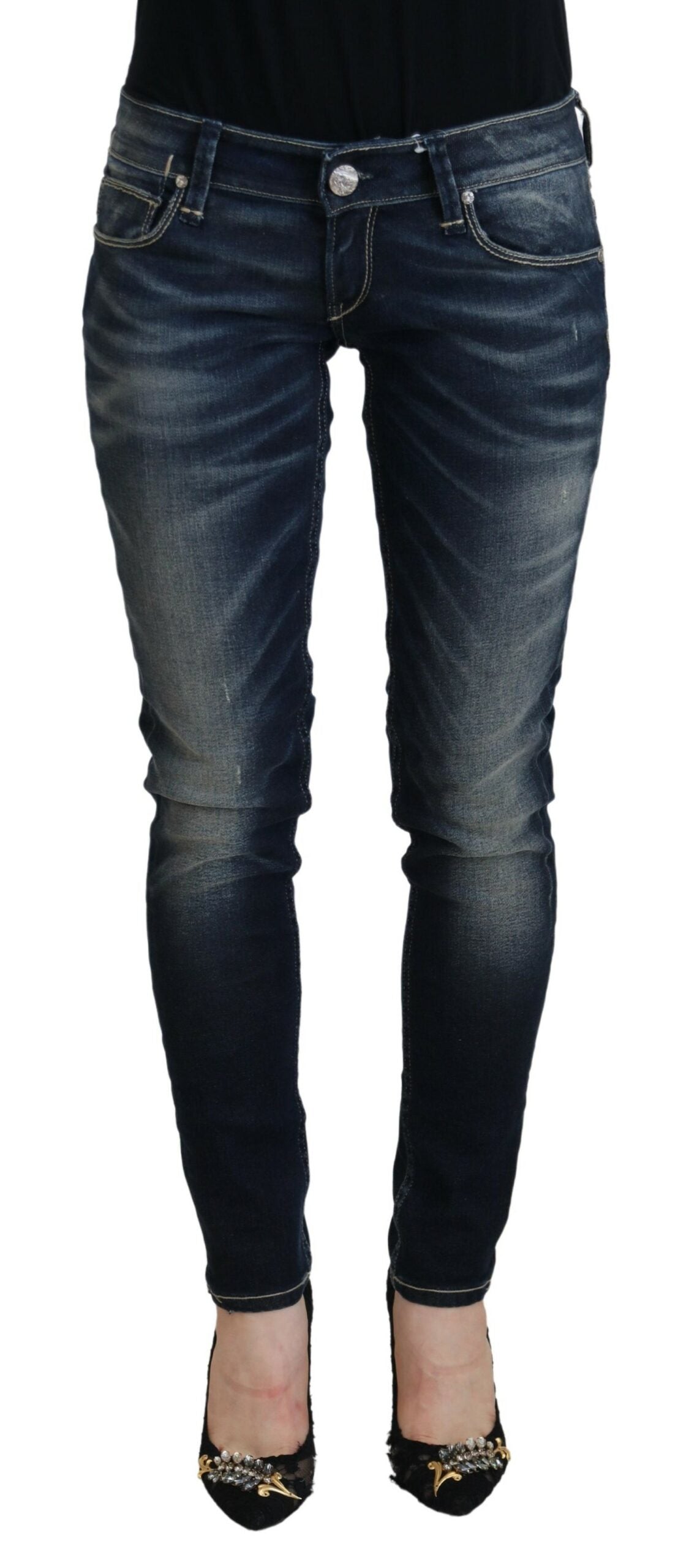 Jeans skinny a vita bassa lavati blu Acht Chic