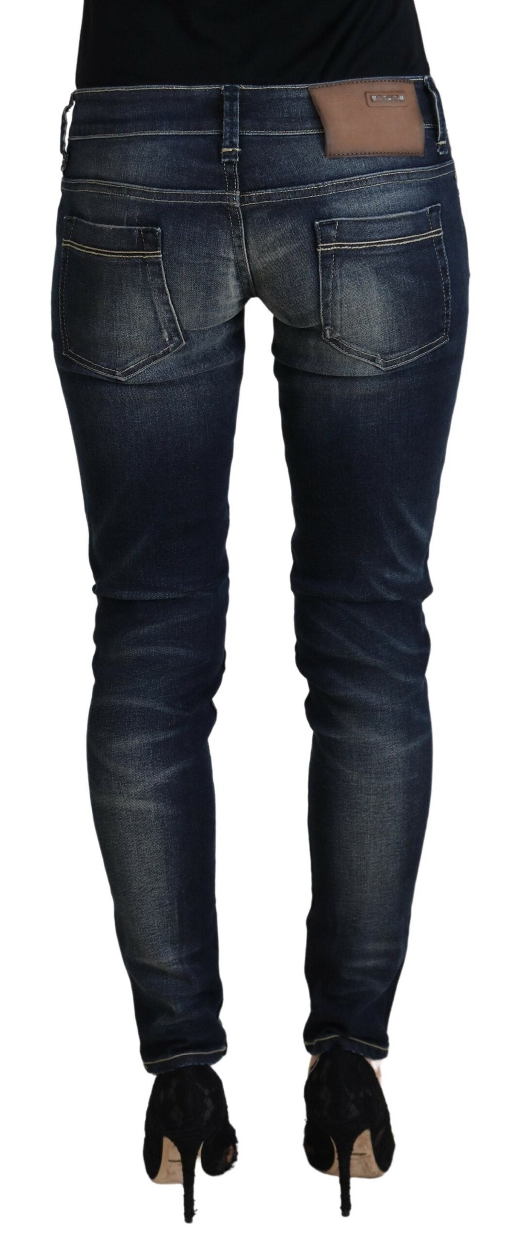 Jeans skinny a vita bassa lavati blu Acht Chic