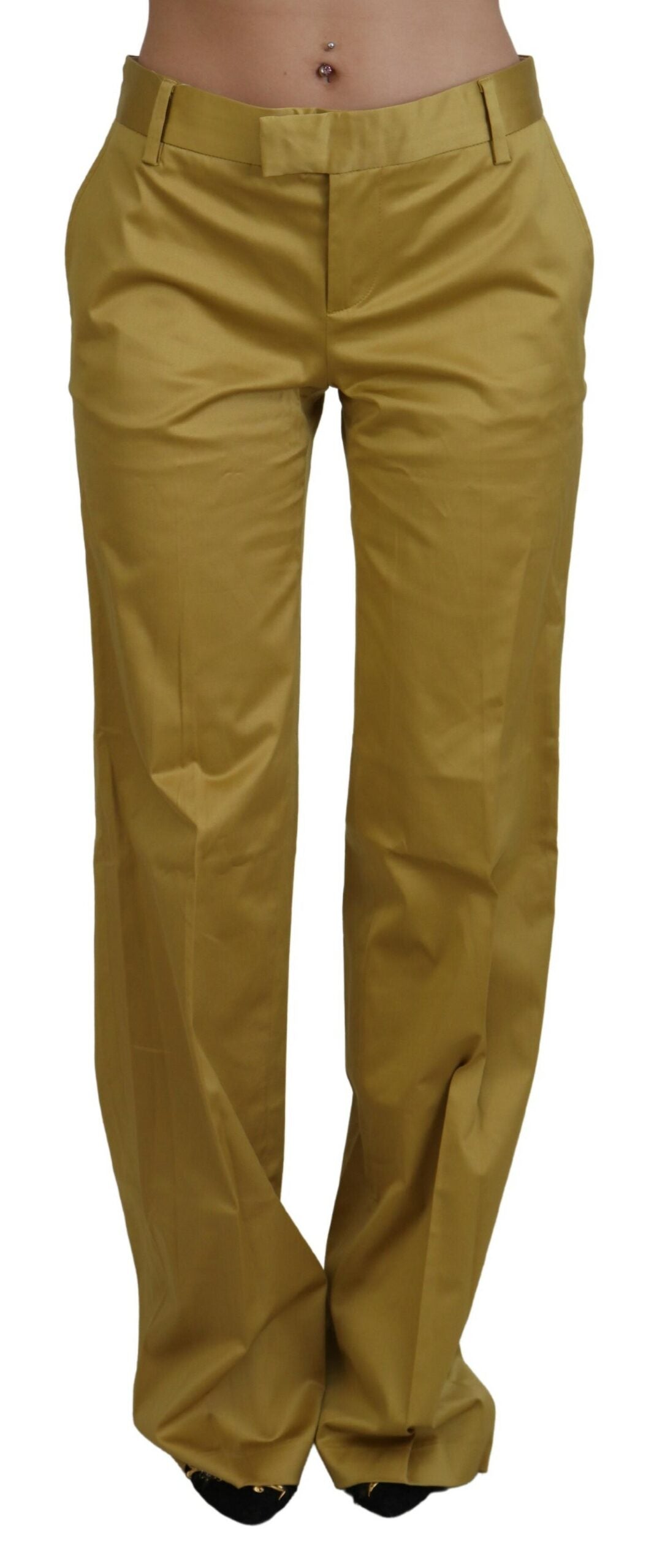 Pantaloni Just Cavalli eleganti dal taglio dritto color oro