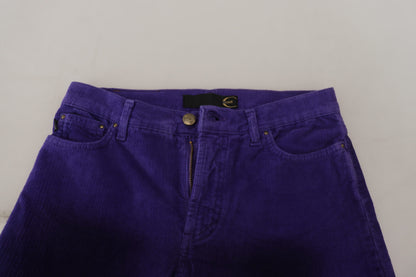 Just Cavalli eleganti pantaloni dritti in velluto a coste viola