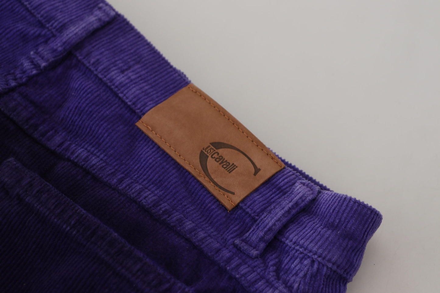 Just Cavalli eleganti pantaloni dritti in velluto a coste viola