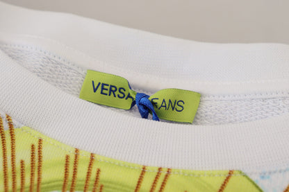 Versace Jeans Элегантный белый свитер с круглым вырезом с рисунком