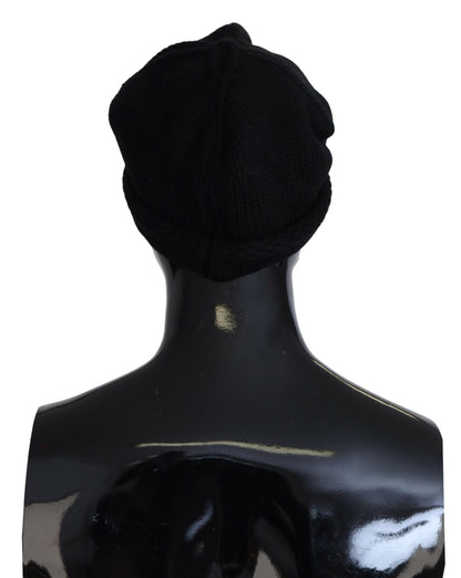 Dolce &amp; Gabbana Cappello Cuffia Elegante In Lana Vergine Nera