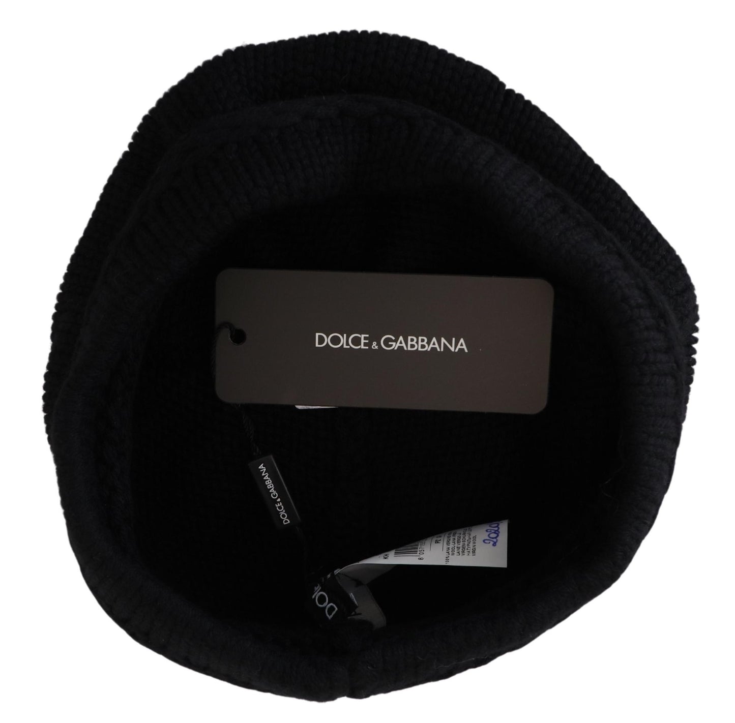 Dolce &amp; Gabbana Cappello Cuffia Elegante In Lana Vergine Nera