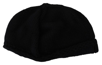 Dolce &amp; Gabbana Cappello Cuffia Elegante In Lana Vergine Nera