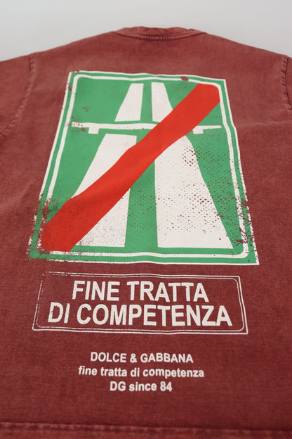 Dolce &amp; Gabbana T-shirt elegante in cotone stampato marrone