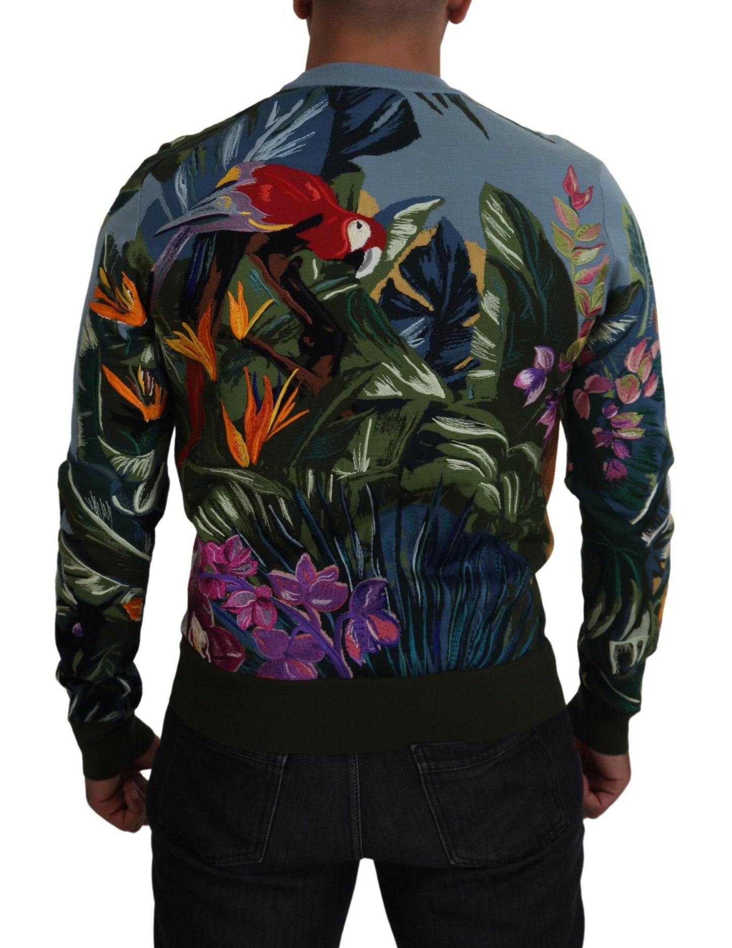 Maglione in lana e seta con ricamo Jungle di Dolce &amp; Gabbana