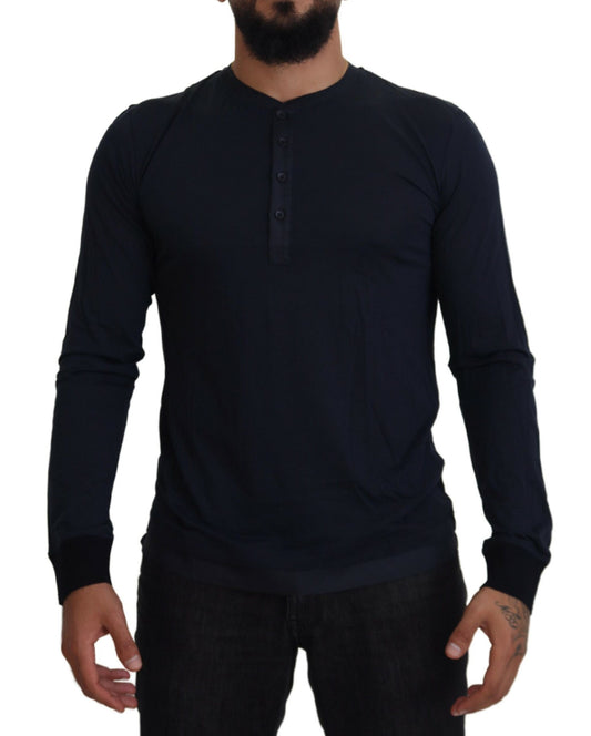 Dolce &amp; Gabbana Elegante pullover blu in misto cotone-seta