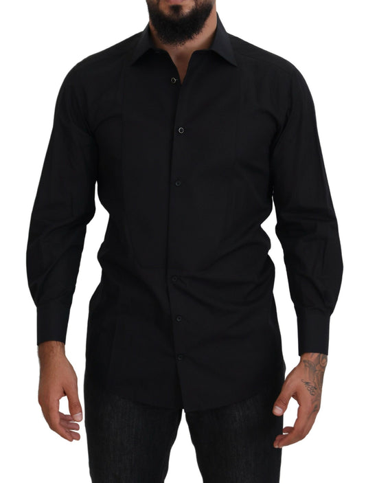 Dolce &amp; Gabbana Camicia elegante nera formale a maniche lunghe