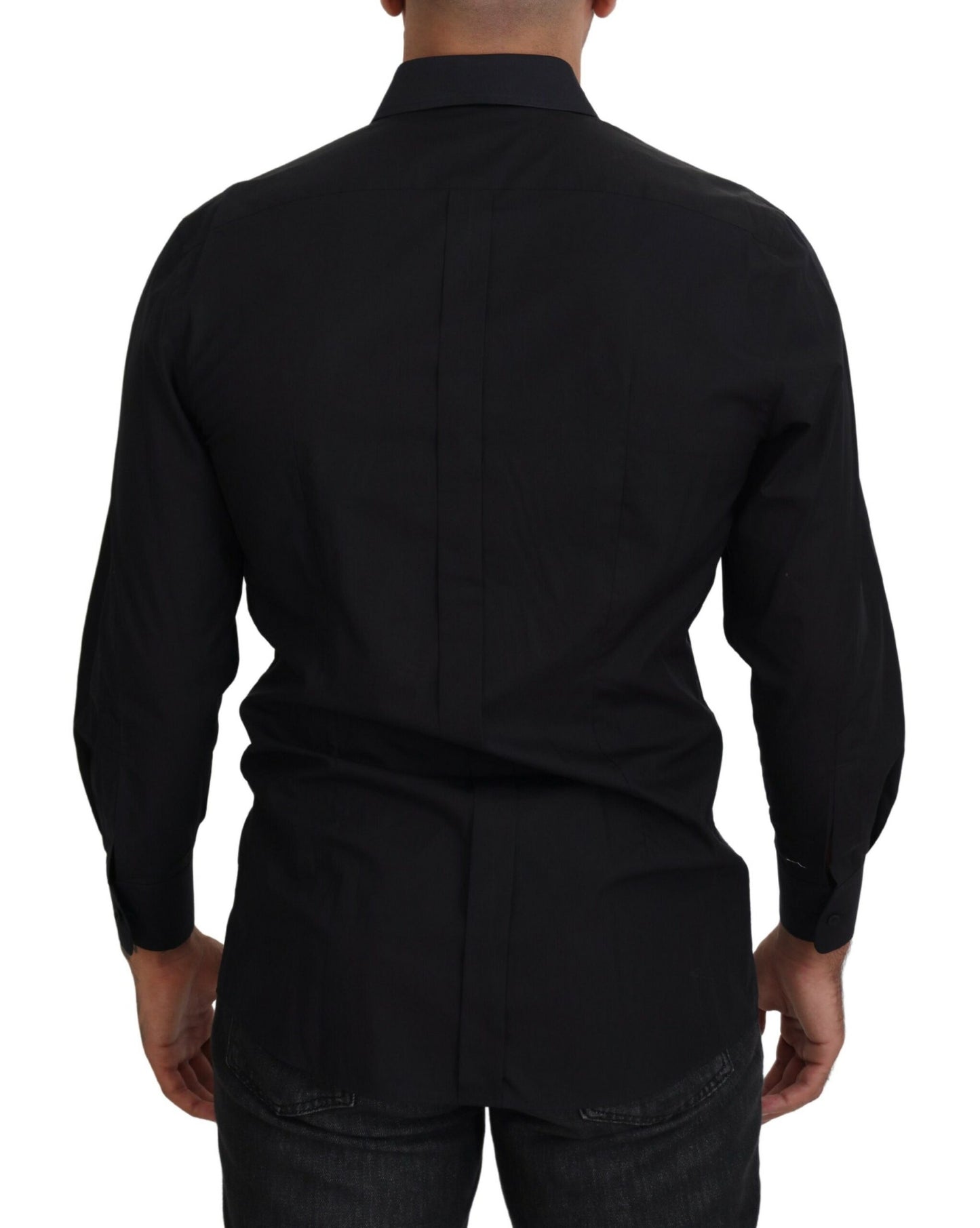 Dolce &amp; Gabbana Camicia elegante nera formale a maniche lunghe