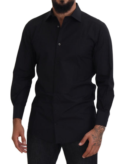 Dolce &amp; Gabbana Camicia elegante nera formale a maniche lunghe