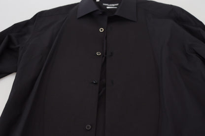 Dolce &amp; Gabbana Camicia elegante nera formale a maniche lunghe