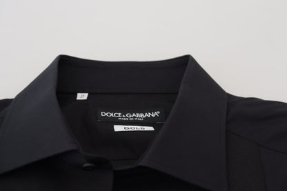 Dolce &amp; Gabbana Camicia elegante nera formale a maniche lunghe