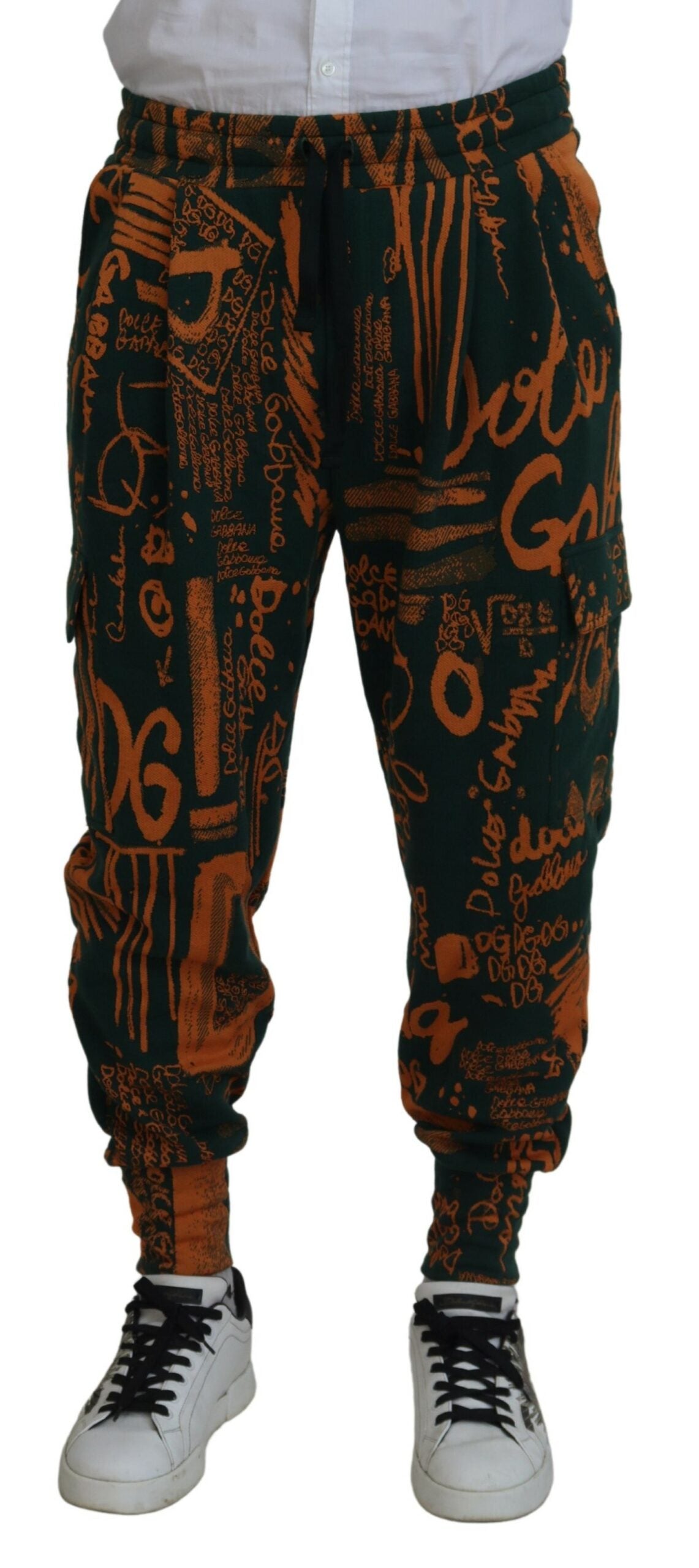 Pantaloni cargo jogger in misto seta multicolore Dolce &amp; Gabbana