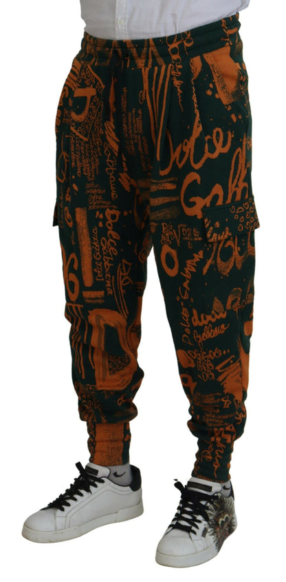 Pantaloni cargo jogger in misto seta multicolore Dolce &amp; Gabbana