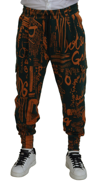 Pantaloni cargo jogger in misto seta multicolore Dolce &amp; Gabbana