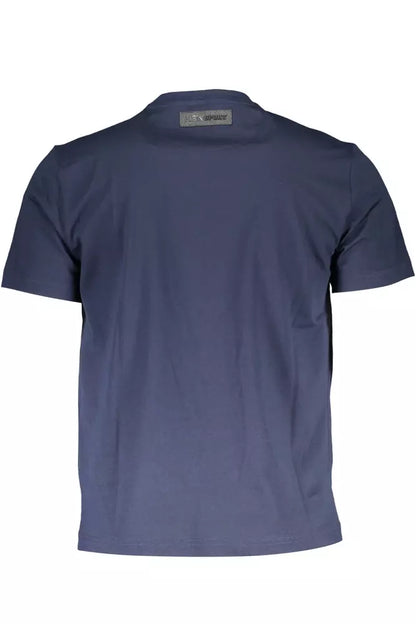 T-shirt Plein Sport in elegante cotone blu con stampa iconica