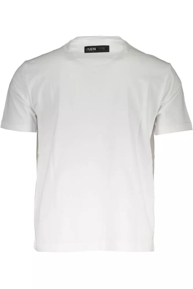 T-shirt girocollo in cotone bianco fresco Plein Sport con stampa audace