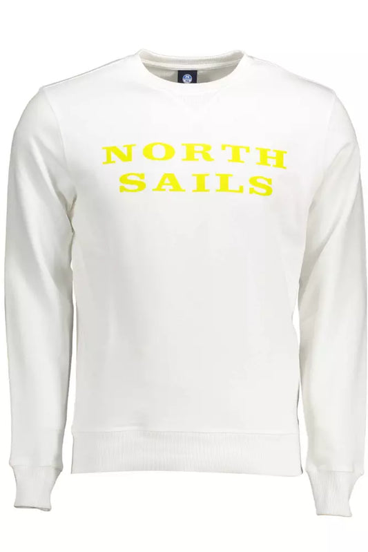 Эксклюзивный белый хлопковый свитер North Sails с круглым вырезом