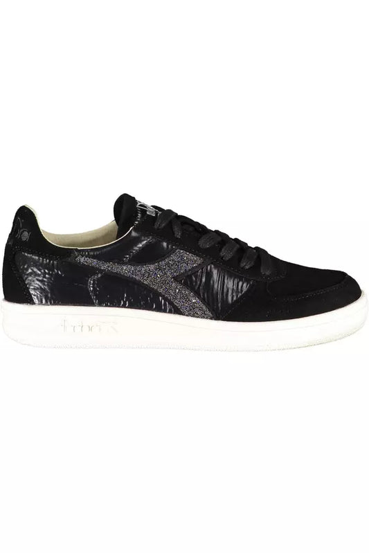 Diadora Elegant Black Sneakers with Swarovski Crystals