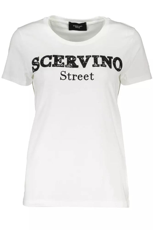 Шикарная белая футболка Scervino Street с контрастной вышивкой