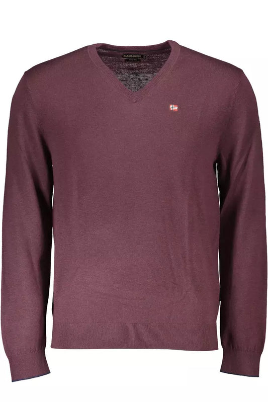 Maglione con scollo a V in lana rosa senza tempo di Napapijri