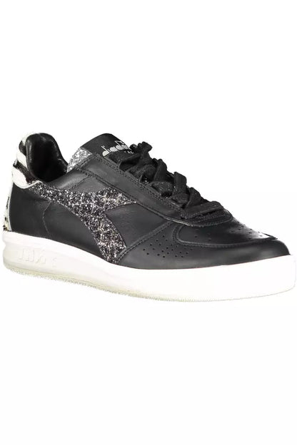 Sneakers Diadora eleganti in pelle nera con accenti a contrasto