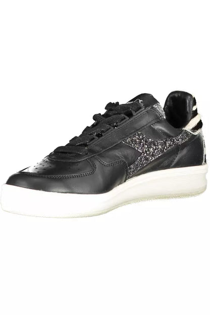 Sneakers Diadora eleganti in pelle nera con accenti a contrasto