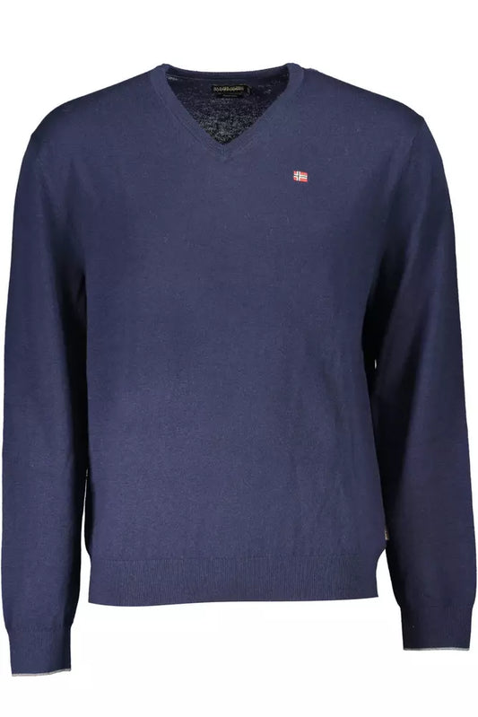 Maglione Napapijri Elegante Blu In Lana Con Scollo A V