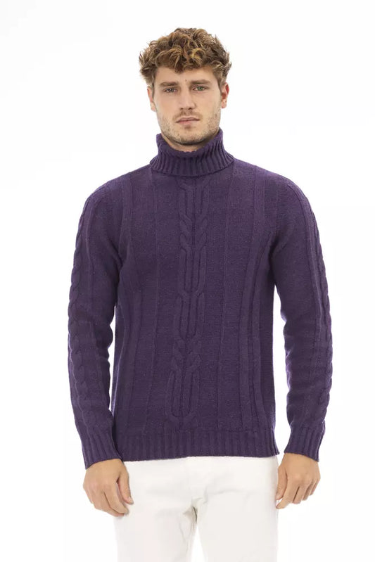 Maglione da uomo Alpha Studio in lana merino viola