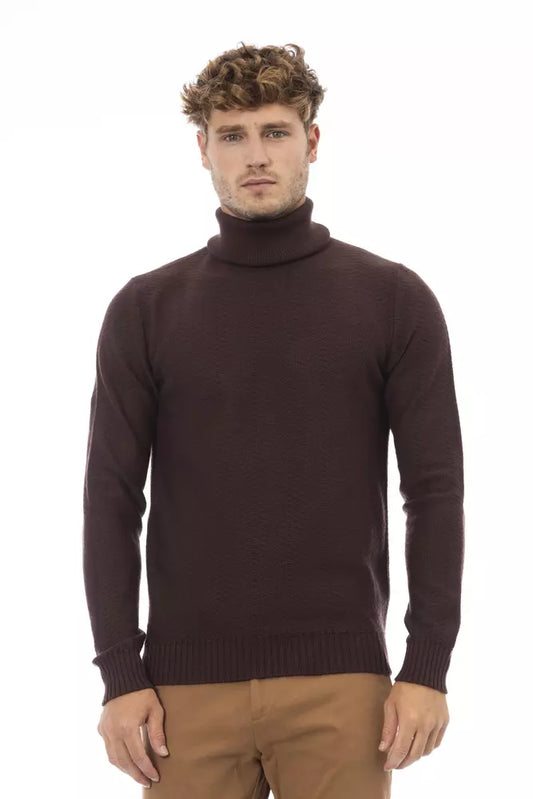 Maglione da uomo Alpha Studio in lana Merino marrone