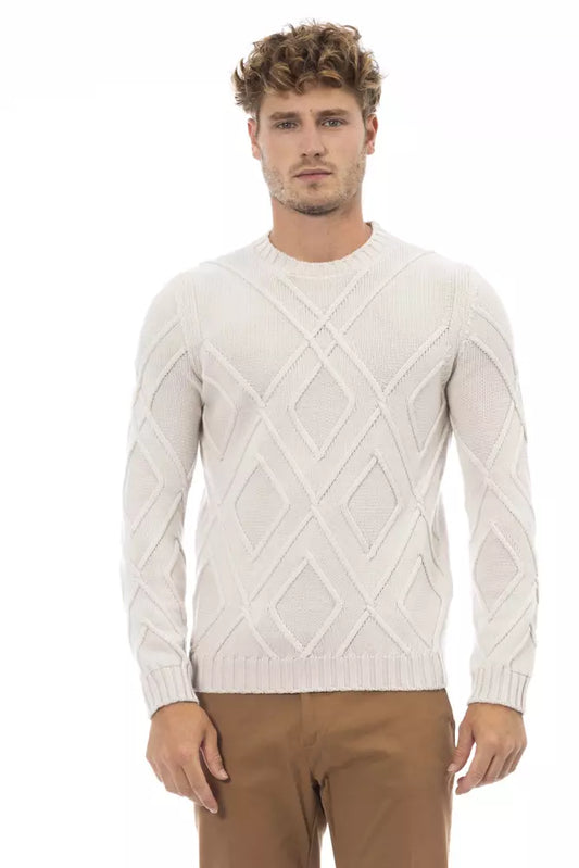 Maglione da uomo Alpha Studio Beige in lana merino