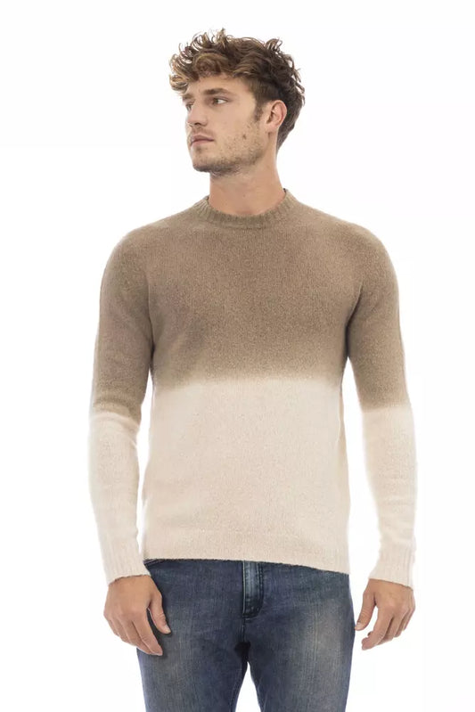 Maglione da uomo in pelle di alpaca beige Alpha Studio