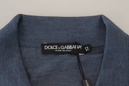 Dolce &amp; Gabbana Элегантный шелковый синий пуловер-свитер