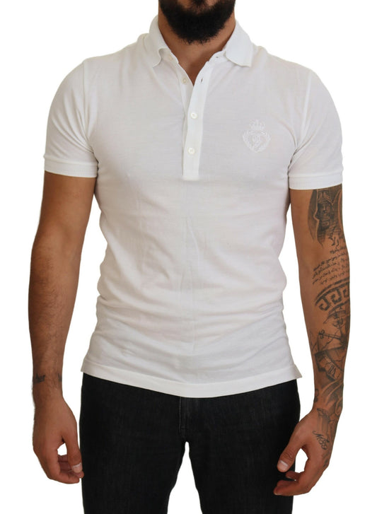 Dolce &amp; Gabbana Polo Elegante in Misto Cotone Bianco