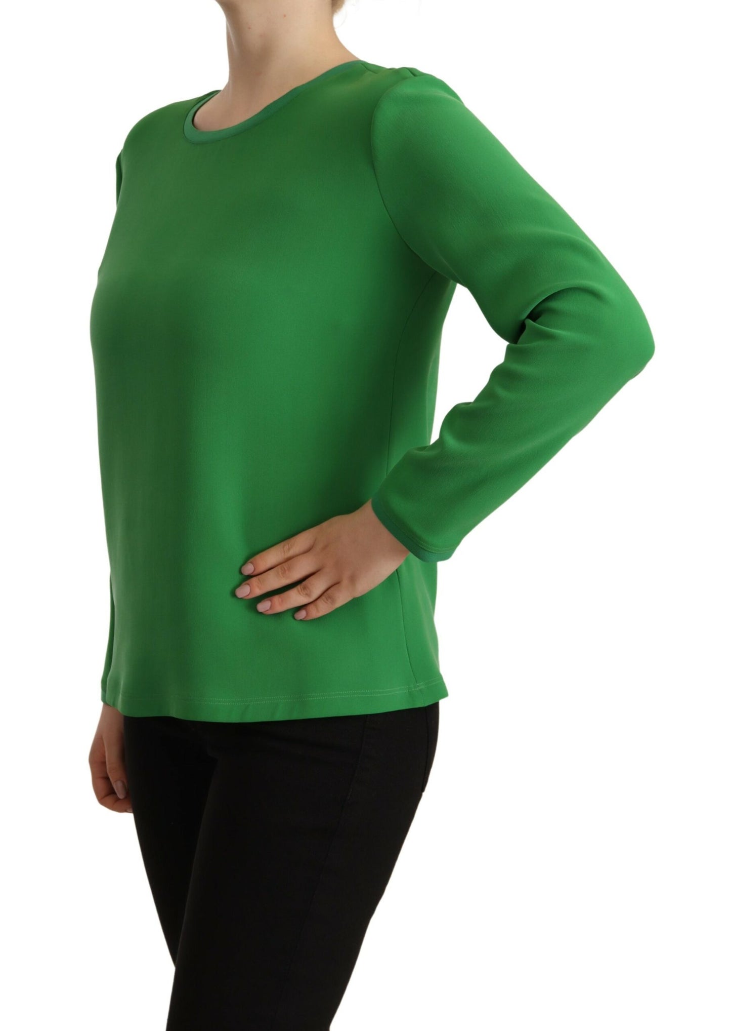 Maglione a maniche lunghe in seta elegante Armani in verde lussureggiante