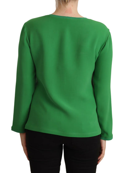 Maglione a maniche lunghe in seta elegante Armani in verde lussureggiante