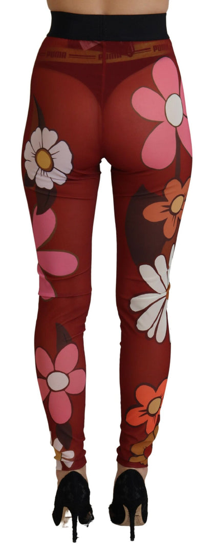 Leggings a vita alta rossi floreali Dolce &amp; Gabbana