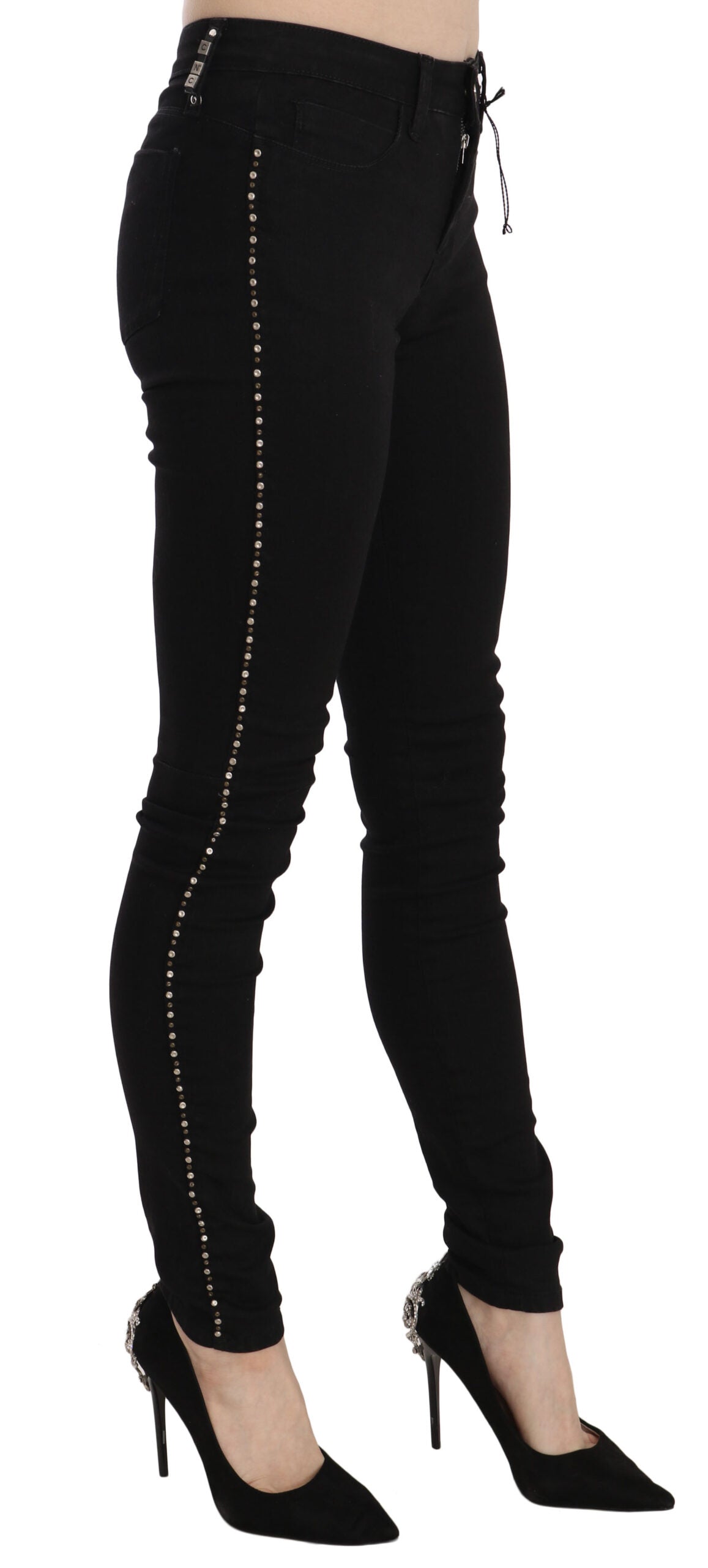 Costume National Chic Jeans skinny nero a vita media