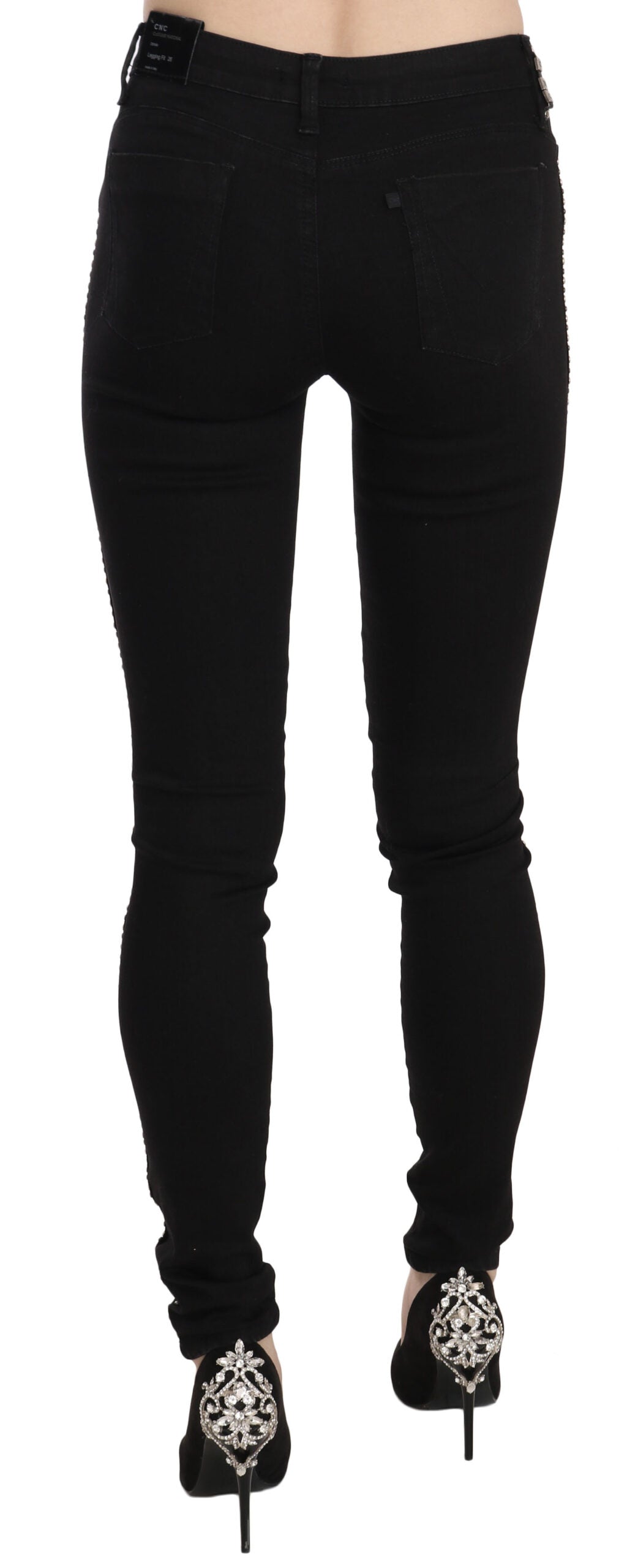 Costume National Chic Jeans skinny nero a vita media